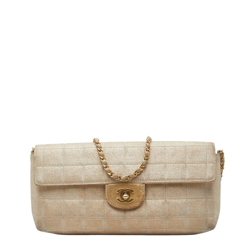 シャネル ニュートラベルライン ココマーク チェーン ショルダーバッグ ベージュ ゴールド ナイロン レザー レディース CHANEL 【中古】