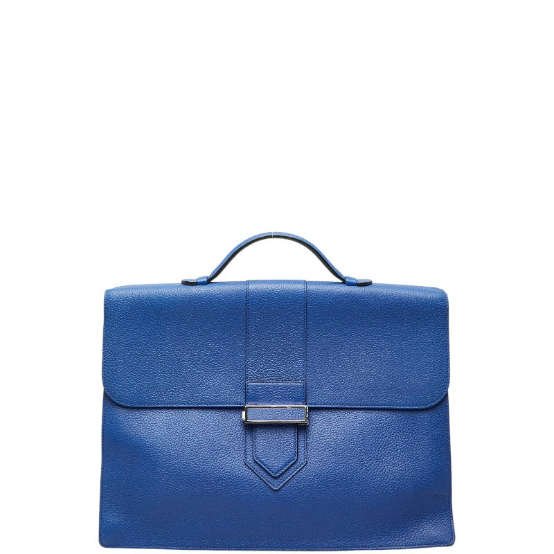 デルヴォー カルターブル プレス ビジネスバッグ ブリーフケース 書類バッグ ブルー レザー メンズ DELVAUX 【中古】