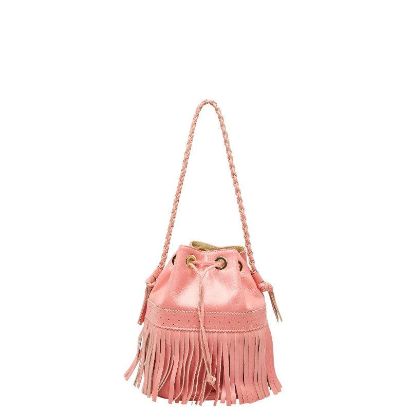 ジェイアンドエムデヴィッドソン カーニバル フリンジ ハンドバッグ ショルダーバッグ ピンク レザー レディース J&M Davidson 【中古】