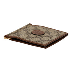 グッチ GGスプリーム マネークリップ 二つ折り財布 700686 ベージュ ブラウン PVC レザー レディース GUCCI 【中古】