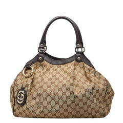 グッチ GGキャンバス スーキー ハンドバッグ トートバッグ 211944 ベージュ ブラウン キャンバス レザー レディース GUCCI 【中古】