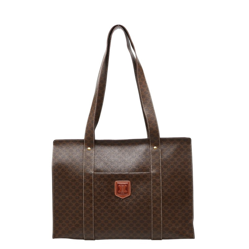 セリーヌ マカダム トートバッグ ハンドバッグ ブラウン PVC レザー レディース CELINE 【中古】