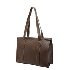 セリーヌ マカダム トートバッグ ハンドバッグ ブラウン PVC レザー レディース CELINE 【中古】