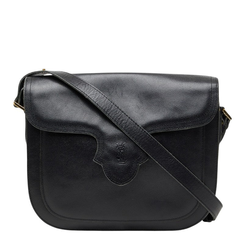 サンローラン YSLロゴ ショルダーバッグ ブラック レザー レディース SAINT LAURENT 【中古】