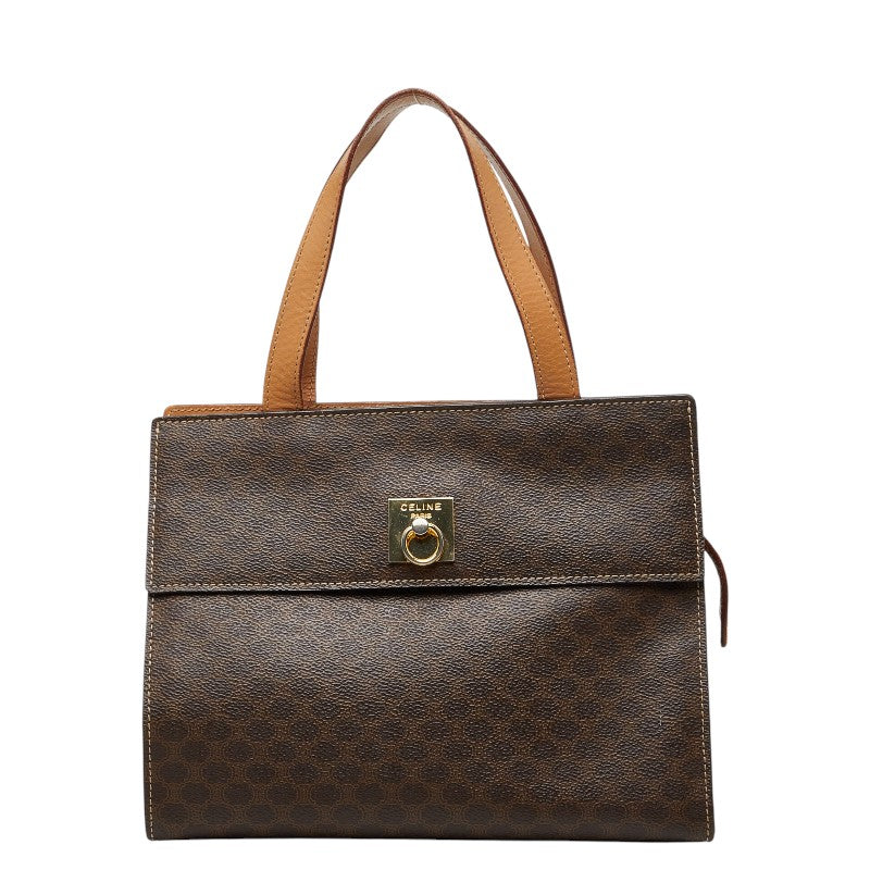 セリーヌ マカダム ハンドバッグ ブラウン PVC レザー レディース CELINE 【中古】