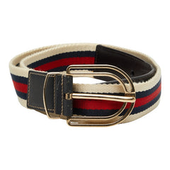 グッチ シェリーライン ベルト サイズ85・34 156934 マルチカラー キャンバス レザー メンズ GUCCI 【中古】
