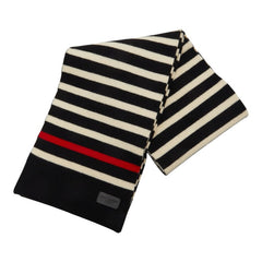サンローラン ボーダー マフラー ブラック ホワイト レッド ウール レディース SAINT LAURENT 【中古】