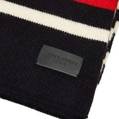 サンローラン ボーダー マフラー ブラック ホワイト レッド ウール レディース SAINT LAURENT 【中古】