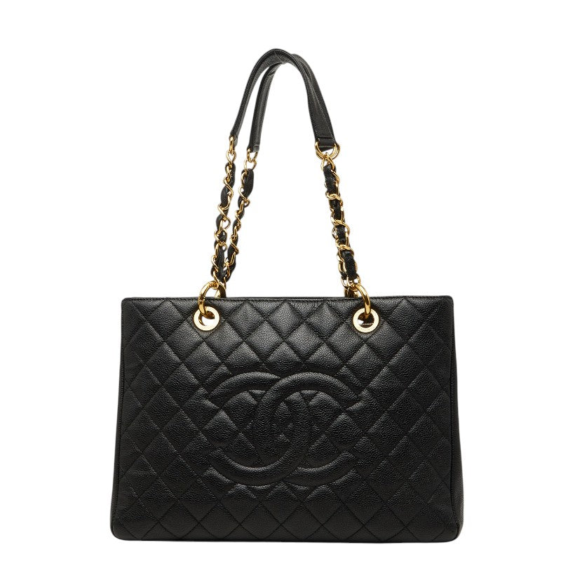 シャネル ココマーク マトラッセ GST チェーン トートバッグ ショルダーバッグ ブラック キャビアスキン レディース CHANEL 【中古】