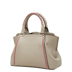 カルティエ C ドゥ カルティエ ハンドバッグ ショルダーバッグ 2WAY グレー系 ピンク レザー レディース CARTIER 【中古】