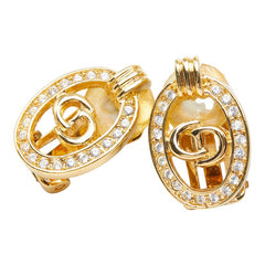 ディオール CDロゴ イヤリング ゴールド メッキ ラインストーン レディース Dior 【中古】