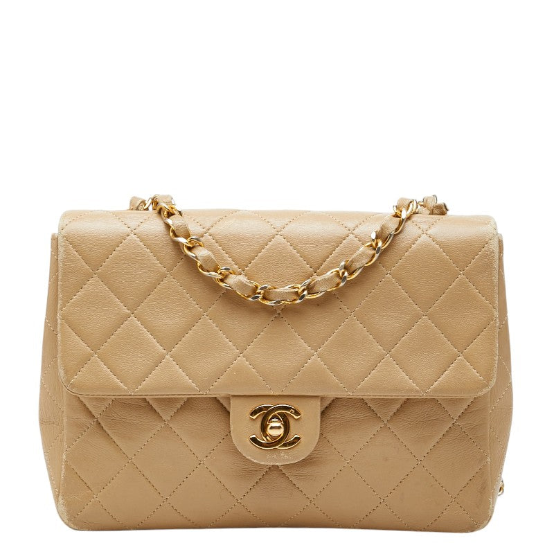 シャネル マトラッセ ココマーク チェーン ショルダーバッグ ベージュ ラムスキン レディース CHANEL 【中古】