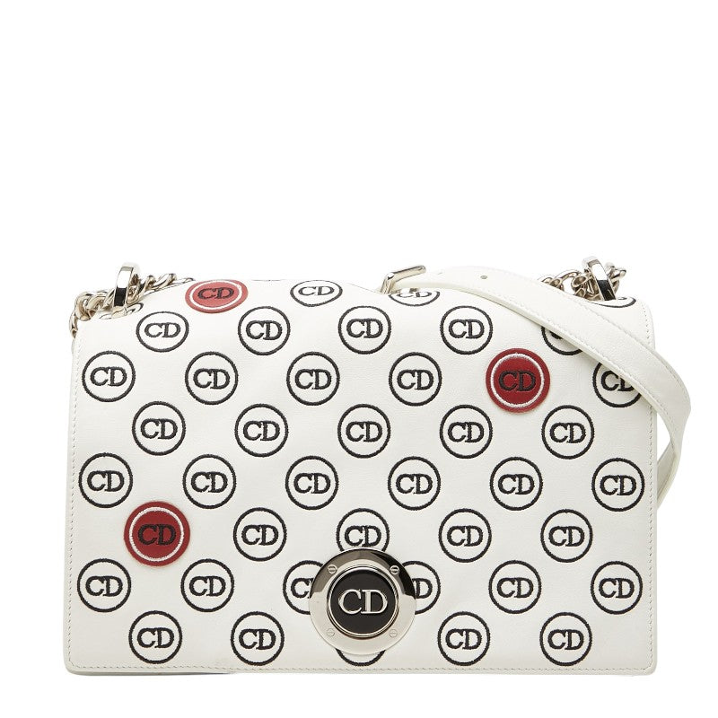 ディオール ディオールラマ CDロゴ 斜め掛け チェーン ショルダーバッグ ホワイト レザー レディース Dior 【中古】