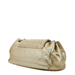 シャネル 2.55 アコーディオン チェーン ショルダーバッグ パンチング ゴールド レザー レディース CHANEL 【中古】