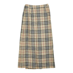 バーバリー ノバチェック ロング ラップ スカート サイズ38 三陽商会 ベージュ リネン キュプラ レディース BURBERRY 【中古】