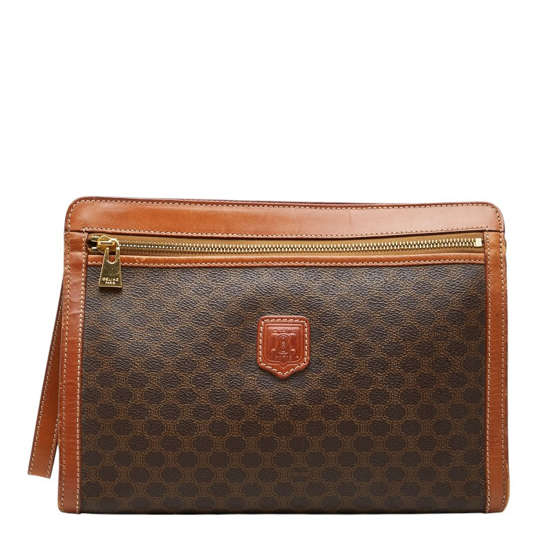 セリーヌ マカダム セカンドバッグ クラッチバッグ ブラウン PVC レザー レディース CELINE 【中古】
