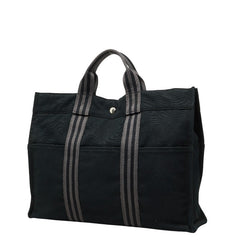 エルメス フールトゥMM トートバッグ ハンドバッグ ブラック グレー キャンバス レディース HERMES 【中古】