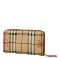 バーバリー ノバチェック シャドーホース ラウンドファスナー 長財布 ベージュ マルチカラー PVC レザー レディース BURBERRY 【中古】