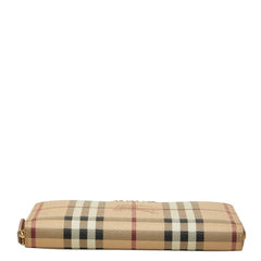 バーバリー ノバチェック シャドーホース ラウンドファスナー 長財布 ベージュ マルチカラー PVC レザー レディース BURBERRY 【中古】