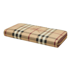 バーバリー ノバチェック シャドーホース ラウンドファスナー 長財布 ベージュ マルチカラー PVC レザー レディース BURBERRY 【中古】
