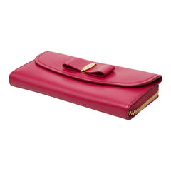 サルヴァトーレフェラガモ ヴァラリボン 長財布 ピンク レザー レディース Salvatore Ferragamo 【中古】
