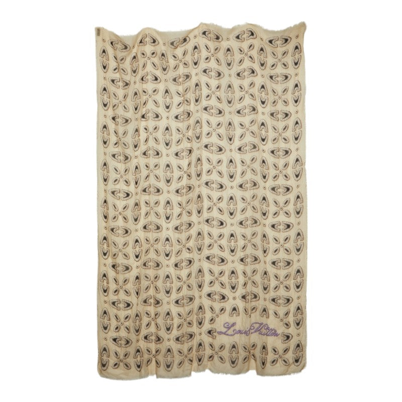ルイ ヴィトン 大判 ストール ショール ベージュ カシミヤ シルク レディース LOUIS VUITTON 【中古】