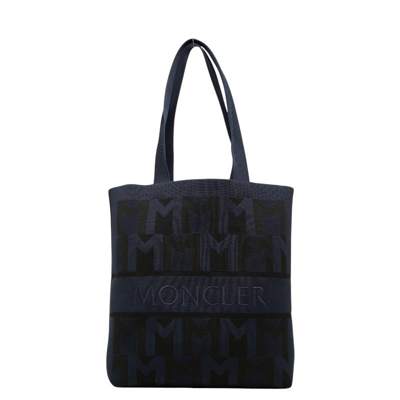 モンクレール ロゴ トートバッグ ショルダーバッグ ネイビー ブラック ニット レディース MONCLER 【中古】