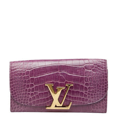 ルイ ヴィトン ポルトフォイユ カプシーヌ 長財布 パープル クロコダイル レディース LOUIS VUITTON 【中古】