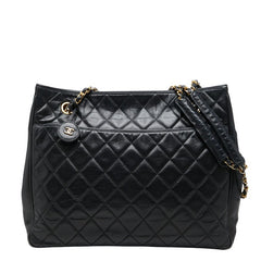 シャネル ココマーク マトラッセ チェーン トートバッグ ショルダーバッグ ブラック ラムスキン レディース CHANEL 【中古】