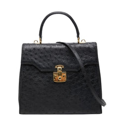 グッチ レディロック ハンドバッグ ショルダーバッグ 2WAY 000 01 0192 ブラック オーストリッチ レディース GUCCI 【中古】