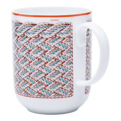 エルメス トレサージュ エケストル マグカップ ホワイト ブラウン 陶器 レディース HERMES 【中古】