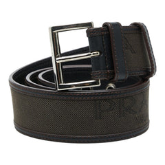 プラダ ロゴベルト ブラウン キャンバス レザー レディース PRADA 【中古】