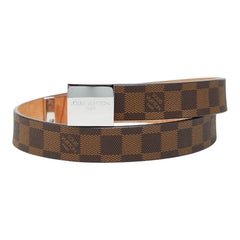 ルイ ヴィトン ダミエ サンチュール キャレ バックルベルト M6803 ブラウン PVC レザー レディース LOUIS VUITTON 【中古】