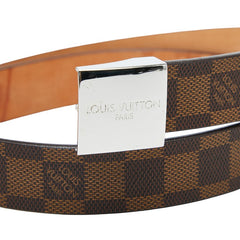 ルイ ヴィトン ダミエ サンチュール キャレ バックルベルト M6803 ブラウン PVC レザー レディース LOUIS VUITTON 【中古】