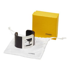 フェンディ カフ バングル ブラック シルバー メタル ウッド レディース FENDI 【中古】