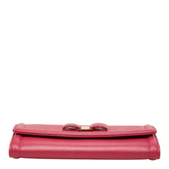 サルヴァトーレフェラガモ ヴァラリボン 長財布 ロングウォレット DP-22D154 ピンク レザー レディース Salvatore Ferragamo 【中古】