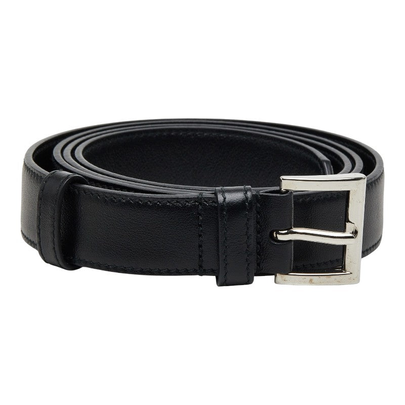 プラダ 三角ロゴプレート ベルト 36 ブラック レザー レディース PRADA 【中古】