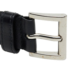 プラダ 三角ロゴプレート ベルト 36 ブラック レザー レディース PRADA 【中古】