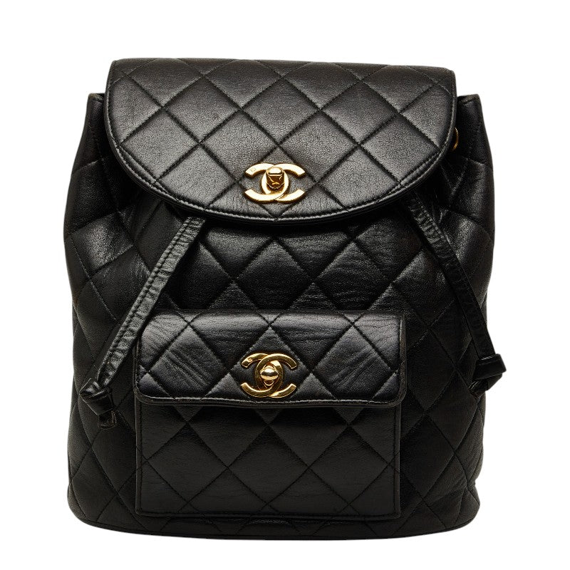 シャネル マトラッセ ココマーク チェーン リュック デイパック バックパック ブラック レザー レディース CHANEL 【中古】