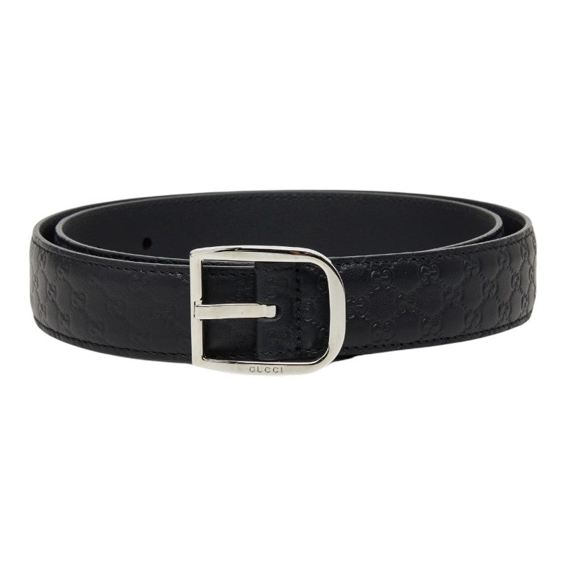 グッチ マイクログッチシマ ベルト 85・34 501523 ブラック レザー メンズ GUCCI 【中古】