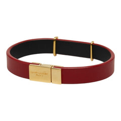 サンローラン カサンドラ オピウム YSLロゴ ブレスレット レッド ゴールド レザー メッキ レディース SAINT LAURENT 【中古】