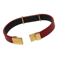 サンローラン カサンドラ オピウム YSLロゴ ブレスレット レッド ゴールド レザー メッキ レディース SAINT LAURENT 【中古】