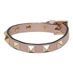 ヴァレンティノ ロックスタッズ ブレスレット ピンク ゴールド レザー メッキ レディース VALENTINO 【中古】