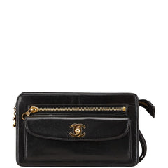 シャネル ココマーク クラッチバッグ ブラック ラムスキン レディース CHANEL 【中古】