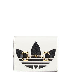 グッチ × adidas アディダス ホースビット ショルダーウォレット 2つ折り財布 702248 ホワイト ブラック レザー レディース GUCCI 【中古】