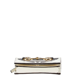 グッチ × adidas アディダス ホースビット ショルダーウォレット 2つ折り財布 702248 ホワイト ブラック レザー レディース GUCCI 【中古】