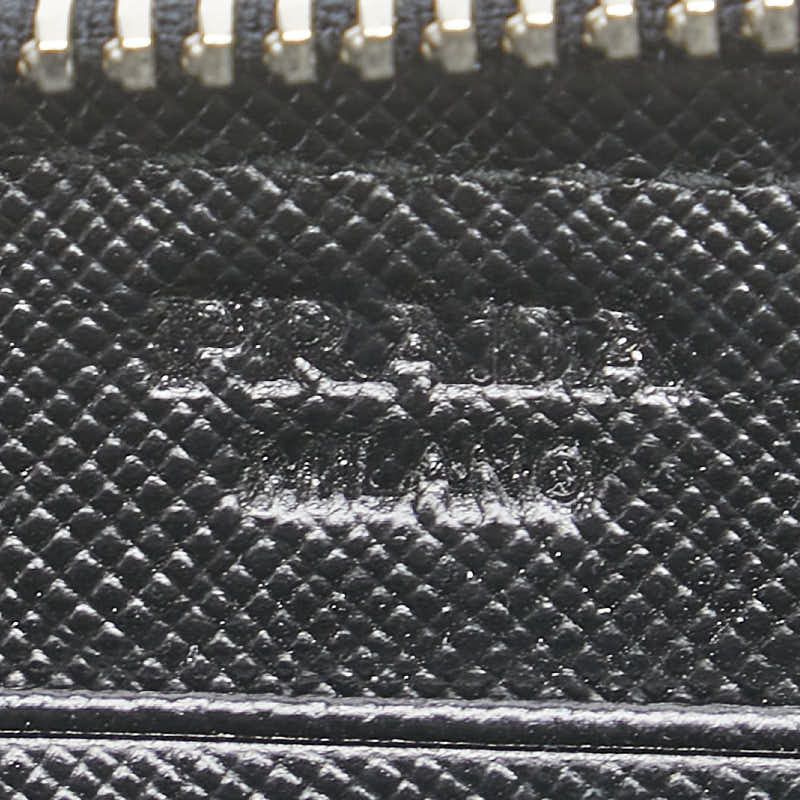 プラダ サフィアーノ ラウンドファスナー 長財布 1M0506 ブラック グレー レザー レディース PRADA 【中古】