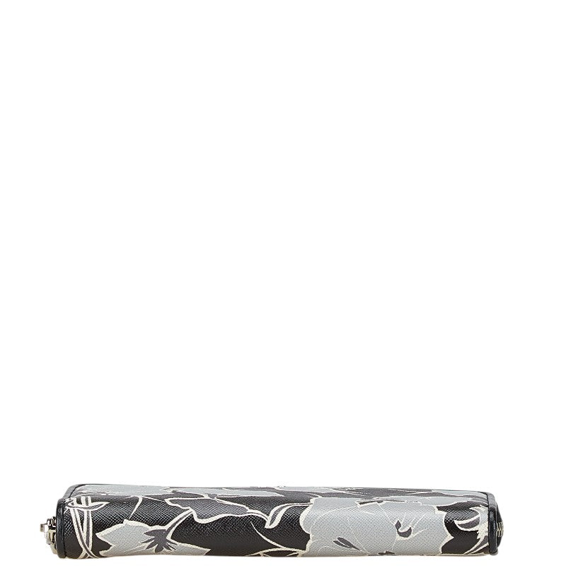 プラダ サフィアーノ ラウンドファスナー 長財布 1M0506 ブラック グレー レザー レディース PRADA 【中古】