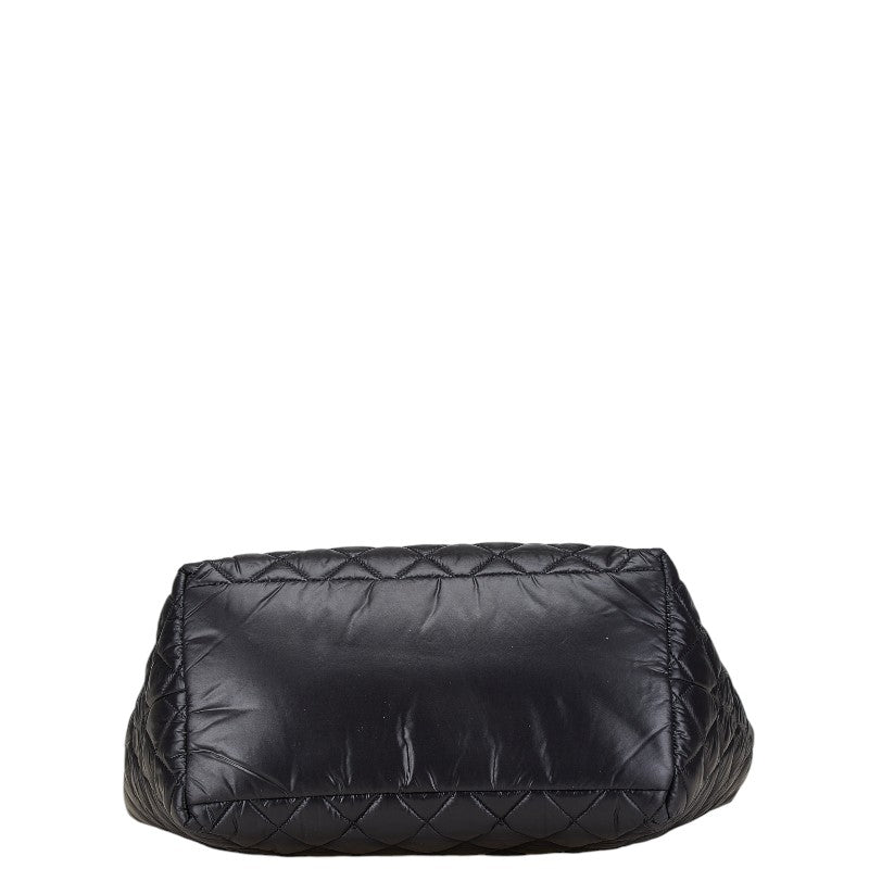 シャネル ココマーク コココクーンPM トートバッグ A48610 ブラック ナイロン レザー レディース CHANEL 【中古】