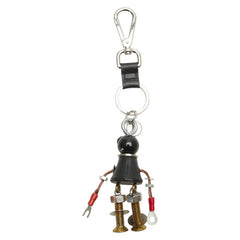 プラダ ロボット サフィアーノ チャーム キーホルダー キーリング ブラック マルチカラー メタル レザー レディース PRADA 【中古】